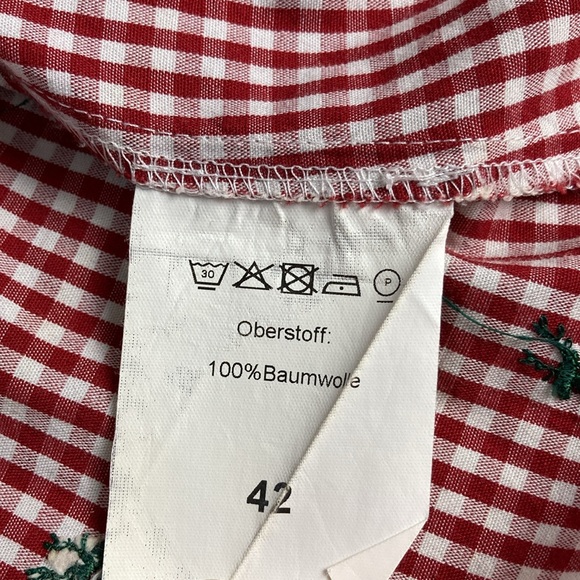 h. moser Salzberg Red Gingham Reindeer Button Front Shirt, Size EU 42/L - Picture 11 of 12